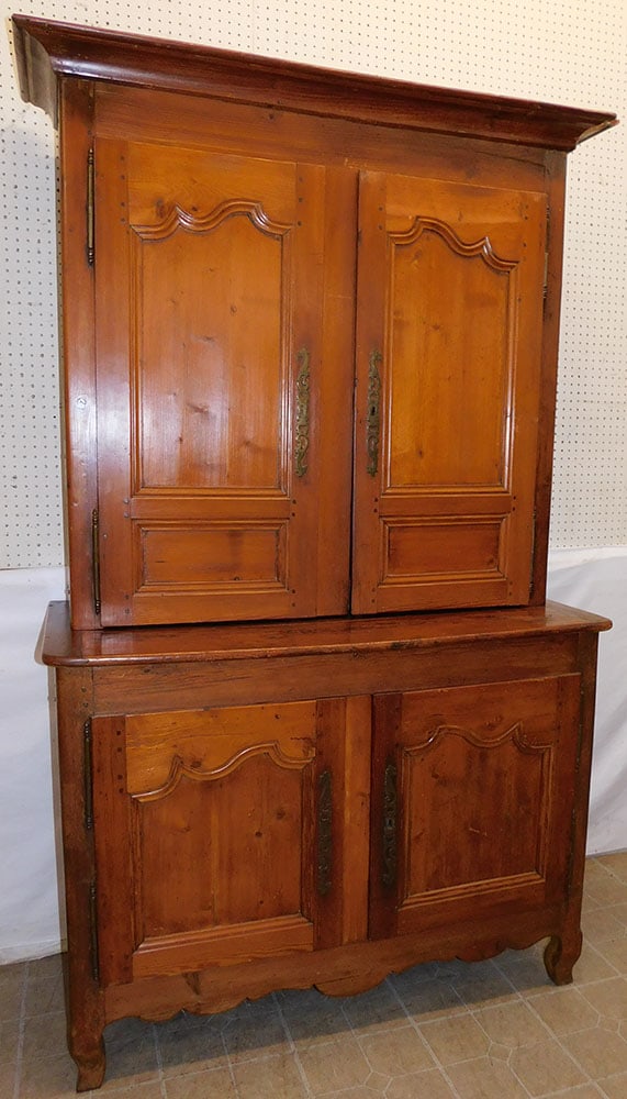 19th Century 2 Part Pine Step back French Cupboard (1 of 5)