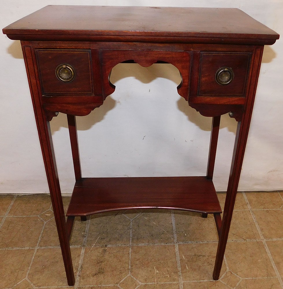 Antique Mahogany Inlaid 2 Drawer Stand (1 of 5)