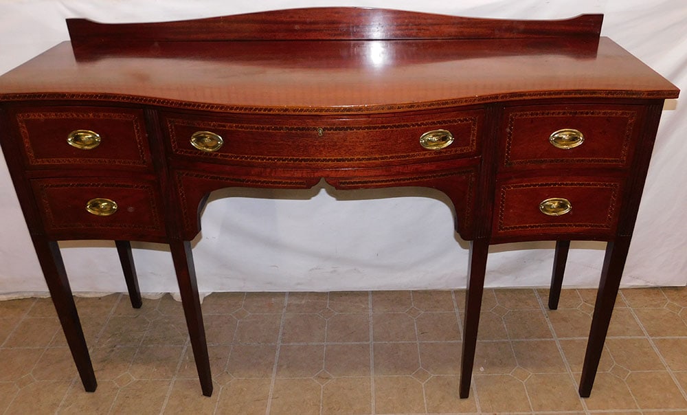 Bench Made Mahogany Inlay Serpentine Front Sideboard (1 of 9)