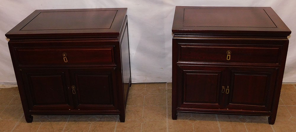 Pair Oriental Rosewood Night Stands (1 of 8)