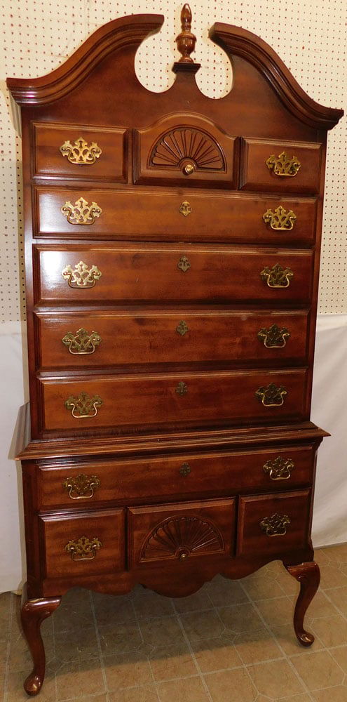 Cherry Two Part Queen Ann Style Highboy (1 of 5)