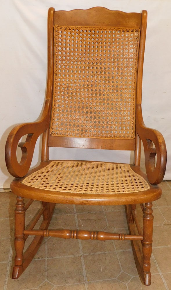 Antique Maple Cane Back & Bottom Rocker (1 of 4)