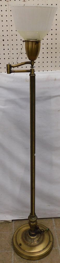 Brass Floor Lamp With Glass Shade (1 of 2)