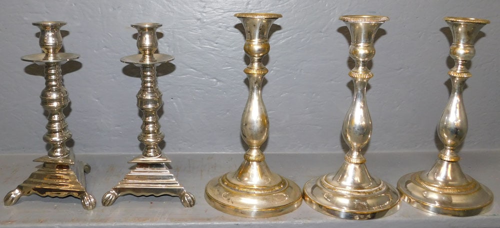 Lot Silver Plate Candlesticks (1 of 3)