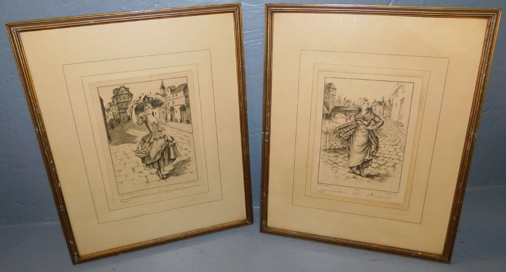 Two French Framed Black & White Engravings (1 of 7)