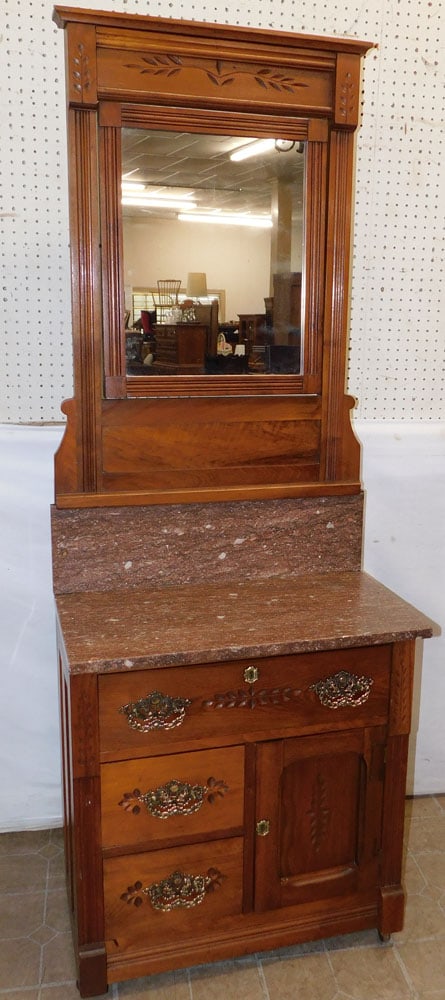 Victorian Walnut Marble Top Wash Stand (1 of 4)