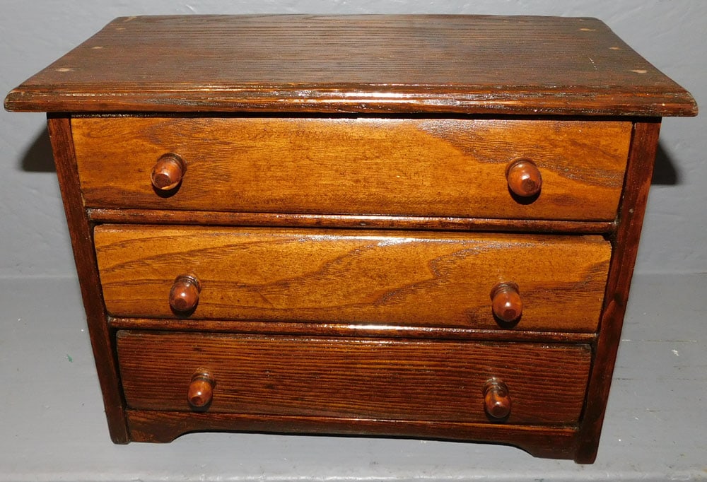 Antique Oak Three Drawer Miniature Desk (1 of 3)