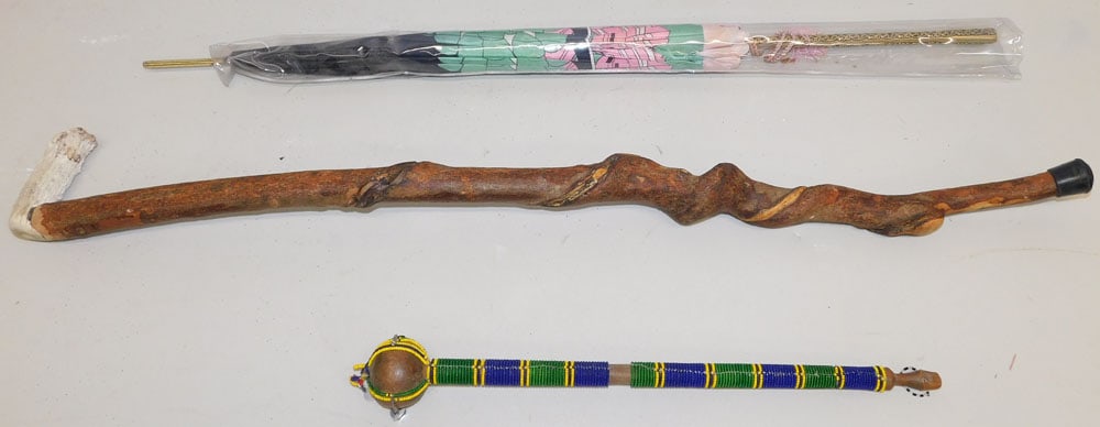 Persian Wood Carved Rattle - Walking Stick - Umbrella (1 of 5)