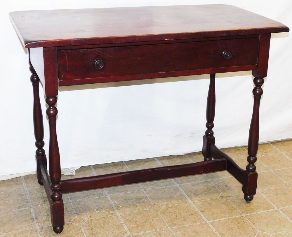 Maple Stretcher Base One Drawer Console (1 of 5)