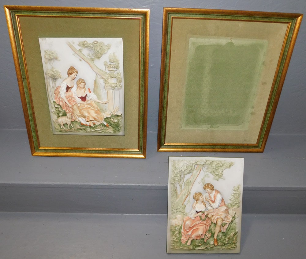 Pair Framed Porcelain Plaques By Andrea Sadek (1 of 5)