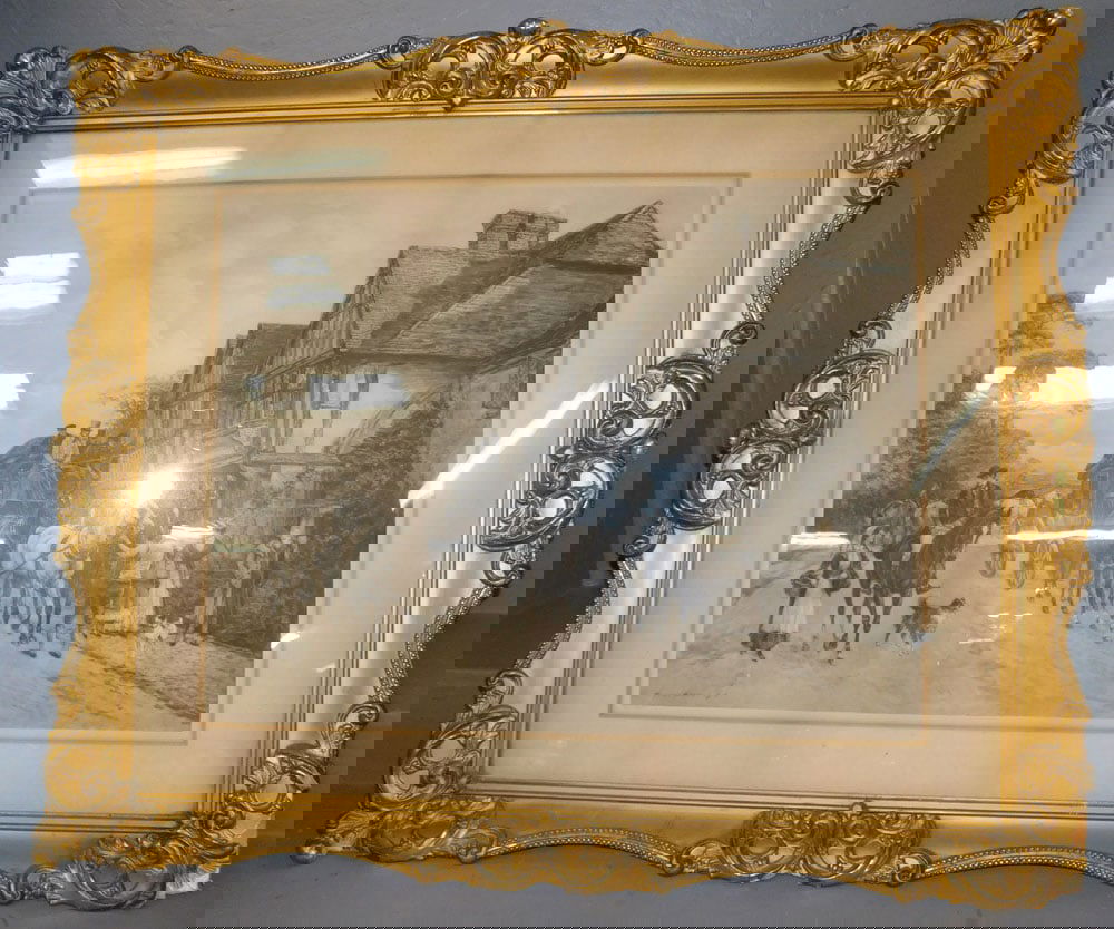 Framed Black & White Engraving Coaching Scene (1 of 4)