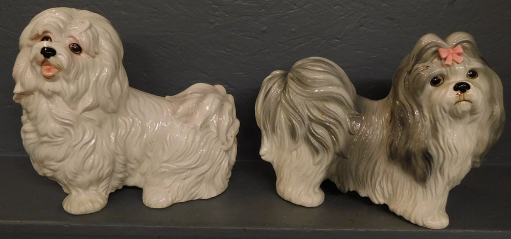 Two Painted Porcelain Dog Statues (1 of 3)