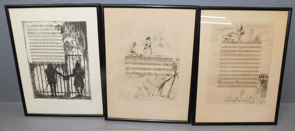 Three Framed Black & White Engravings (1 of 6)