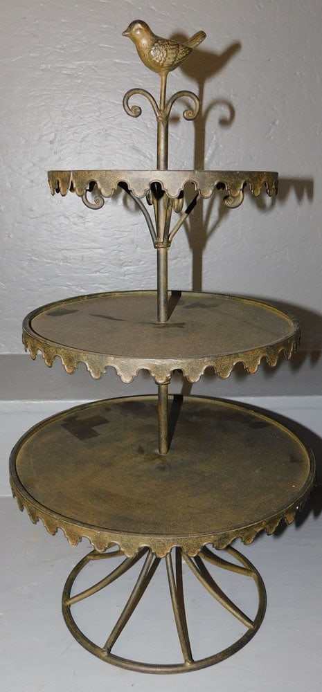 Three Tier Metal Top Stand With Bird Motif (1 of 2)