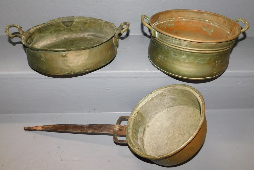 Lot Three Antique Copper Pots (1 of 3)