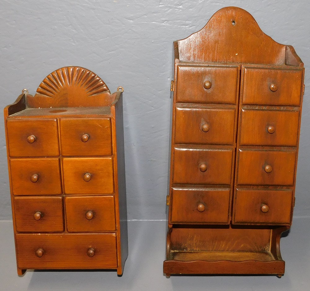Two Antique Pine Hanging  Spice Cabinets (1 of 3)