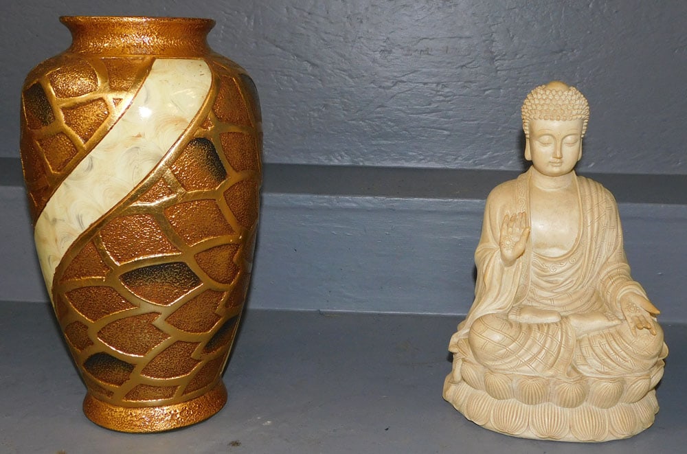 Ceramic Vase & Resin Buddha Figure (1 of 8)