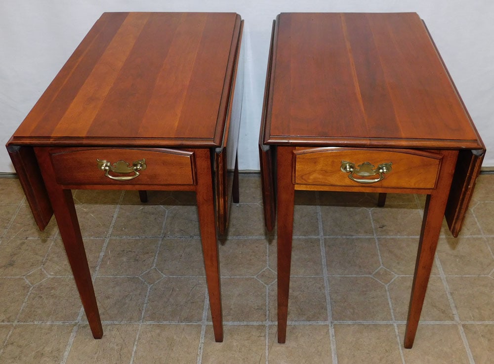 Pair of Cherry Pembroke Tables with Drawers by Statton (1 of 5)