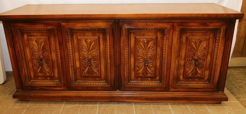 Walnut Four Door Credenza With Fitted Interior (1 of 9)
