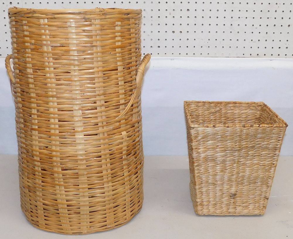 Two Baskets: Two Baskets. 22 1/4" H ALL DESCRIPTIONS AND ANY CONDITION STATEMENT GIVEN BY LANGSTON AUCTION GALLERY ARE STRICTLY OPINIONS AND LANGSTON'S SHALL HAVE NO RESPONSIBILITY FOR ERRORS OR OMISSIONS. THE ABS