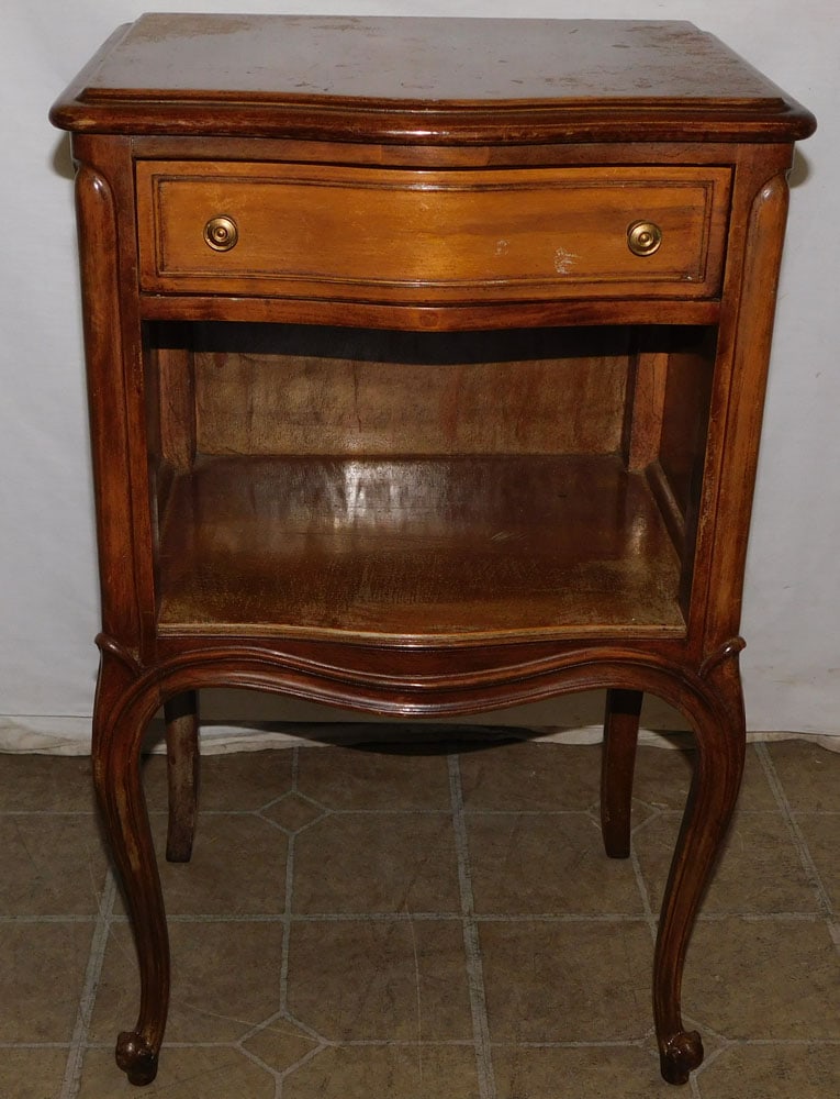 French Walnut One Drawer Night Stand (1 of 5)
