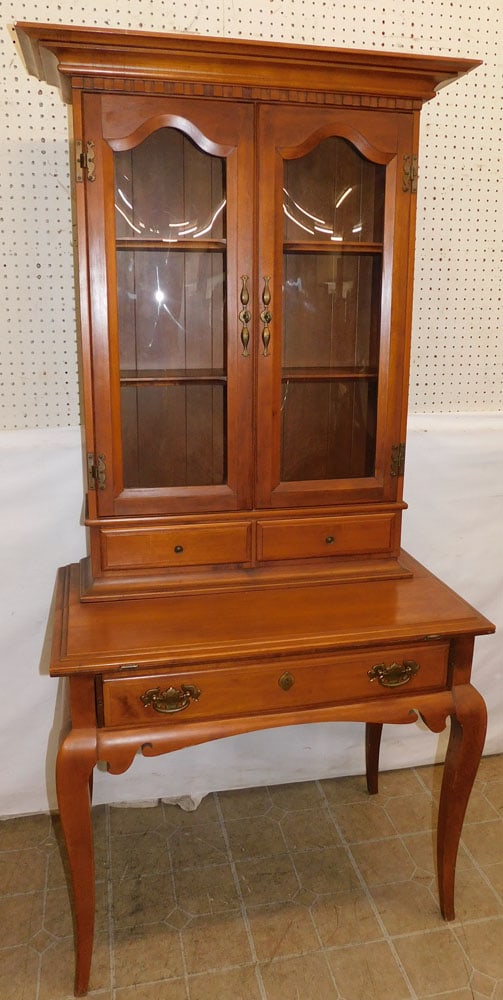 2 Part Cherry Secretary: 2 Part Cherry Secretary . 35" W 20 1/4" D 74" H ALL DESCRIPTIONS AND ANY CONDITION STATEMENT GIVEN BY LANGSTON AUCTION GALLERY ARE STRICTLY OPINIONS AND LANGSTON'S SHALL HAVE NO RESPONSIBILITY FOR ERR