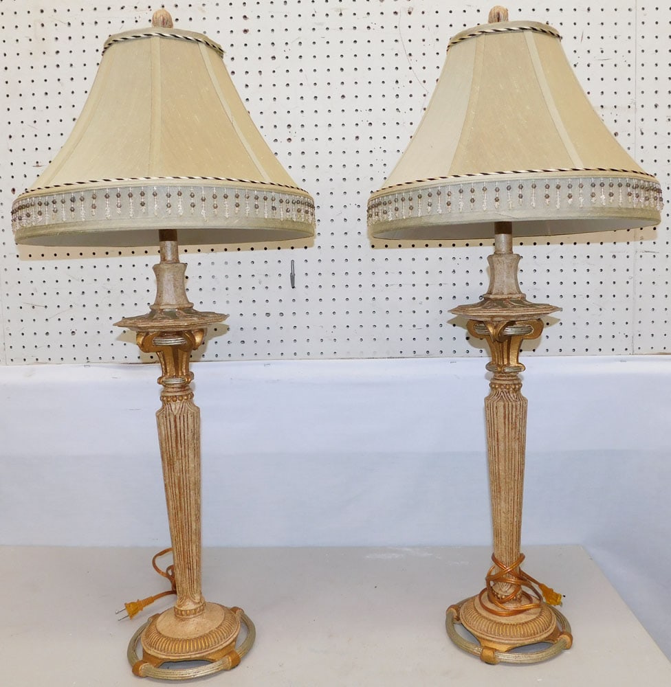 Pair of Painted Resin Decorative Lamps (1 of 6)