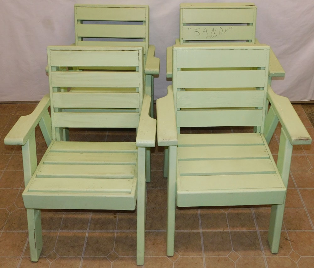 4 Painted Pine Outdoor Chairs (1 of 6)