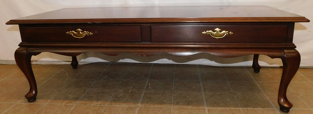 Cherry Queen Anne 2 Drawer Coffee Table (1 of 5)