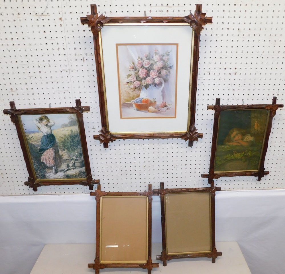 Lot of 5 Victorian Walnut Cross Stick Frames (1 of 5)
