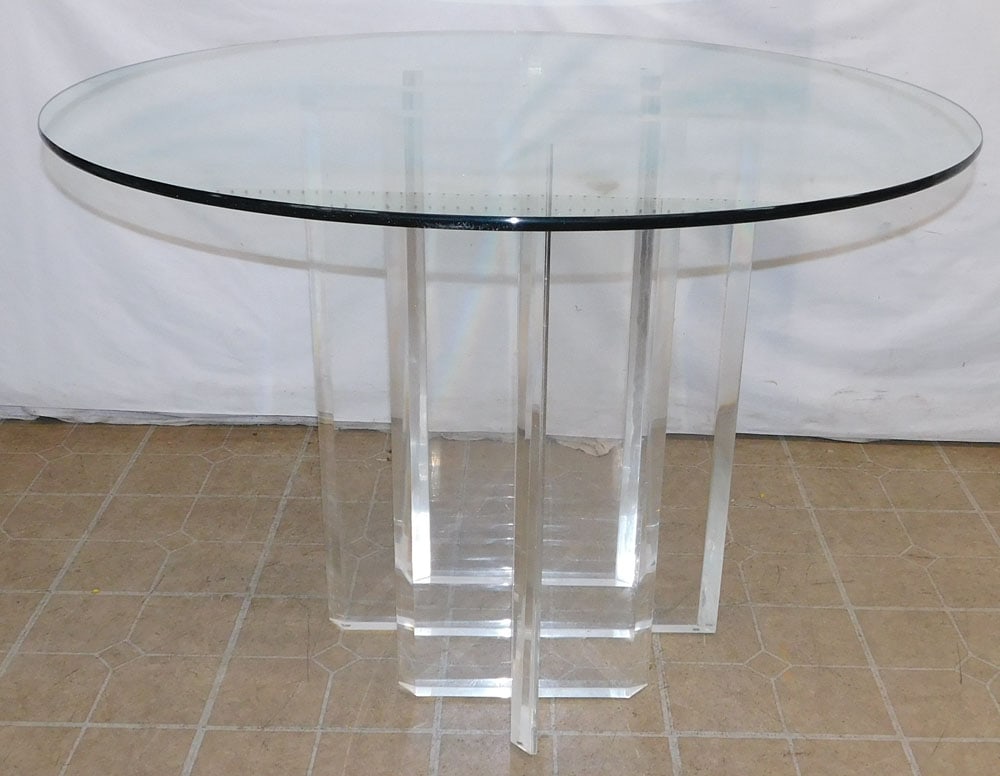 Mid Century Modern Lucite & Glass Top Center Table (1 of 2)