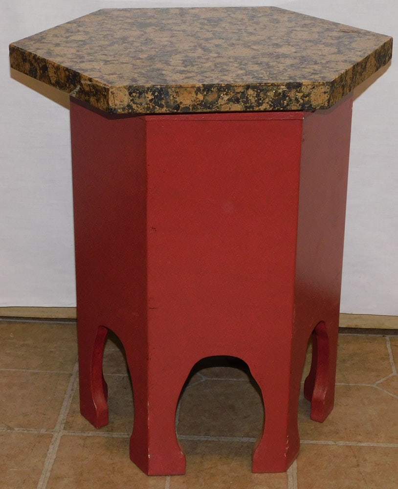 Painted Marble Top Plant Stand (1 of 5)