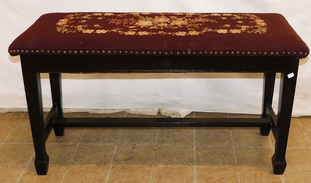 Mahogany & Needlepoint Top Bench (1 of 6)