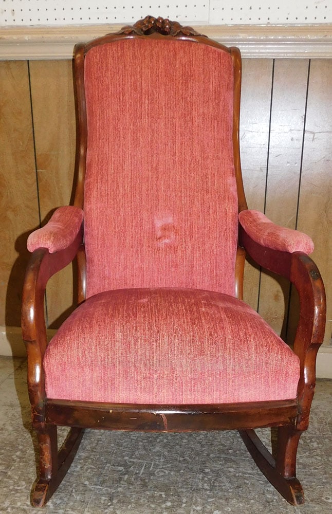 Carved Walnut Victorian Rocker (1 of 5)