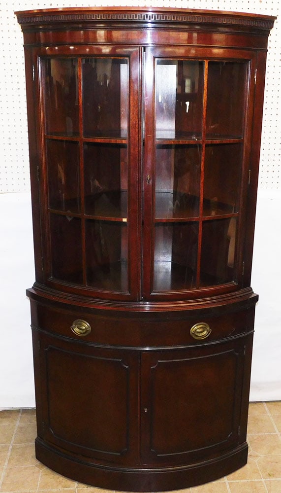 Mahogany Bowfront Glass Door Corner Cabinet by Drexel (1 of 9)