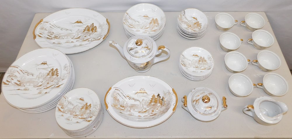 57 Piece Oriental Porcelain Tea Set (1 of 5)