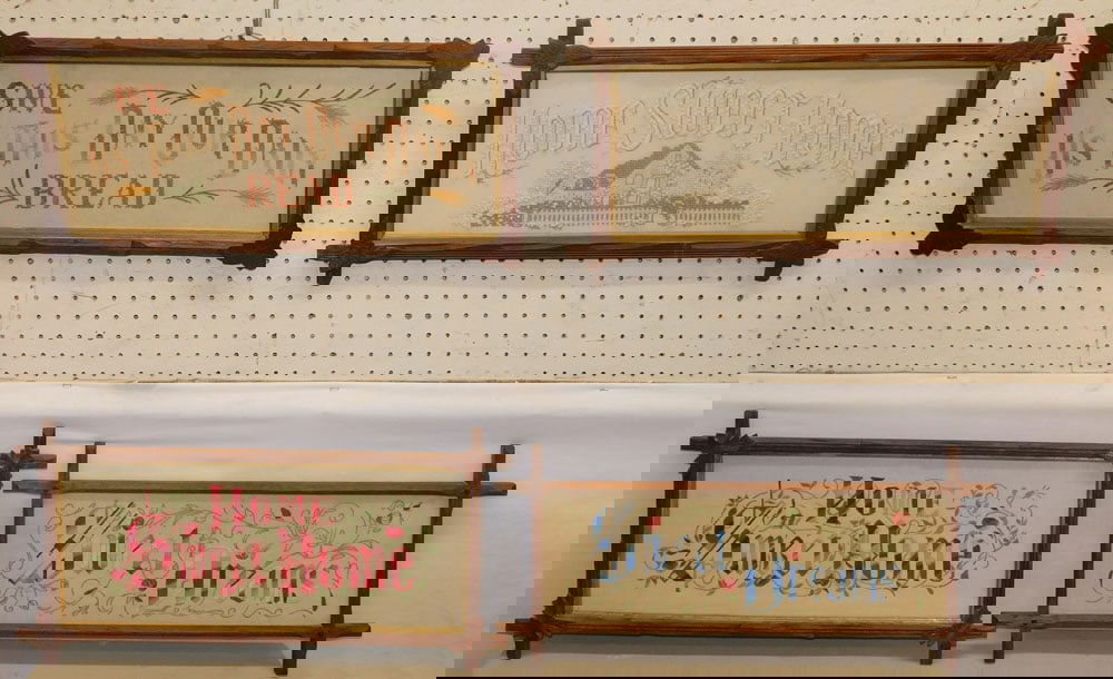 4 Antique Walnut Cross Stick Framed Needleworks (1 of 6)