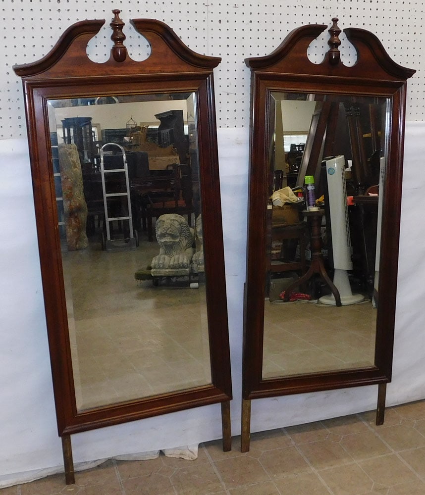 Pair of Cherry Framed Bevel Edge Mirrors (1 of 3)