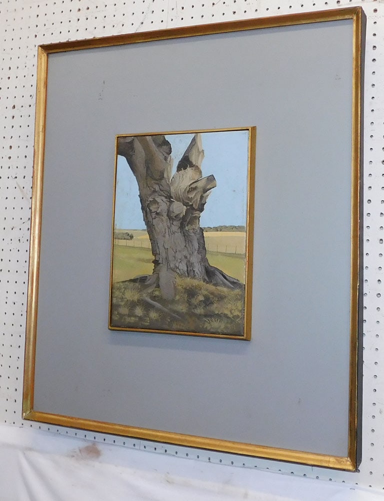 Framed Oil on Canvas Tree Trunk Signed (1 of 4)