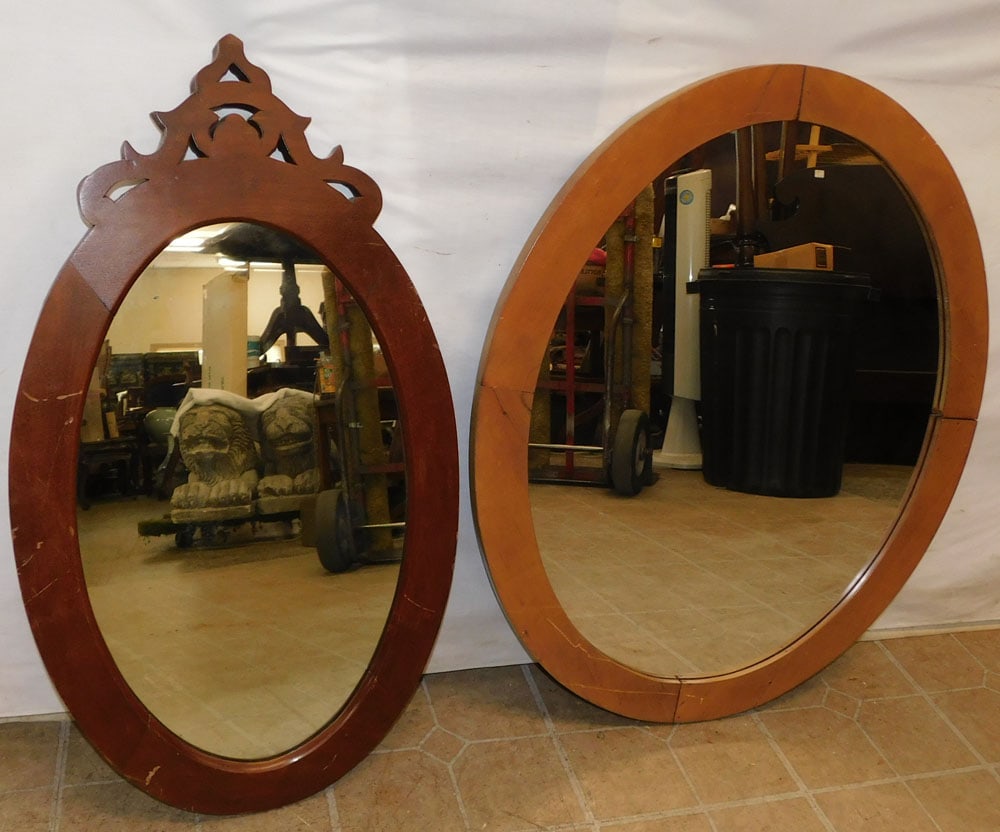 2 Mahogany Oval Framed Mirrors (1 of 4)