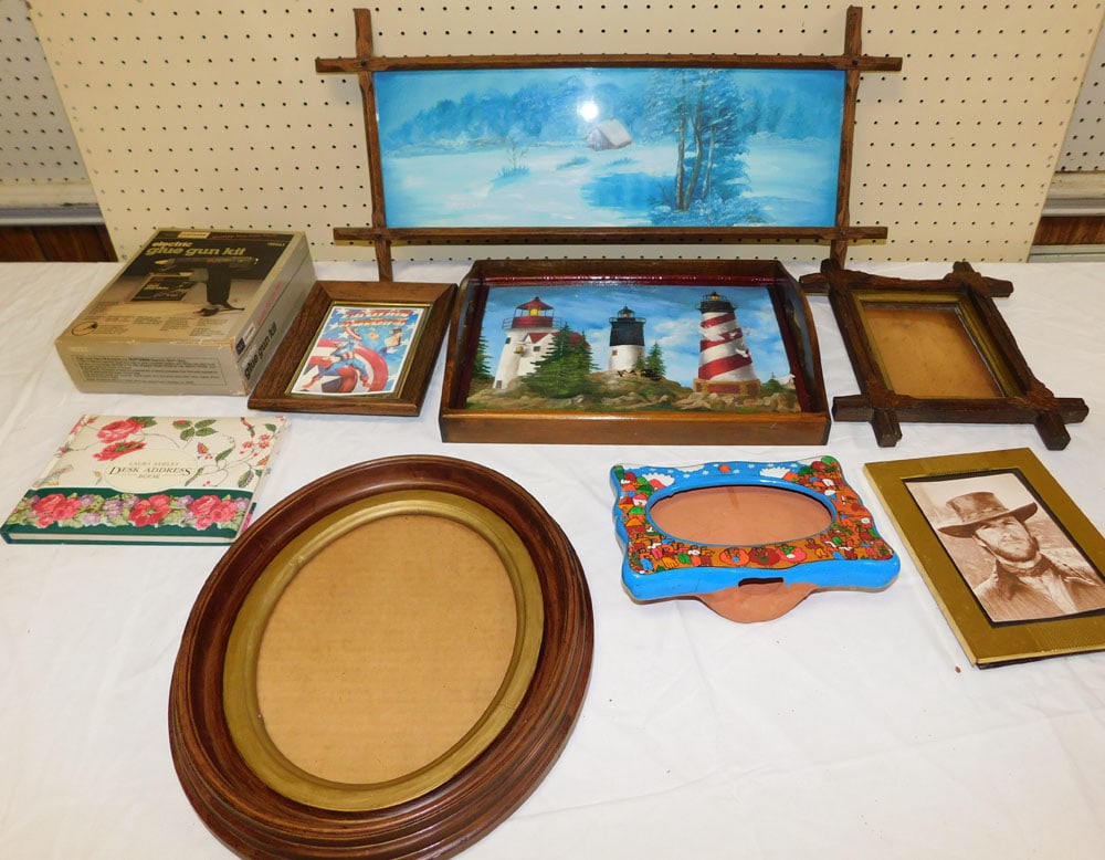 Lot Picture Frames - Wooden Tray: Lot Picture Frames - Wooden Tray. ALL DESCRIPTIONS AND ANY CONDITION STATEMENT GIVEN BY LANGSTON AUCTION GALLERY ARE STRICTLY OPINIONS AND LANGSTON'S SHALL HAVE NO RESPONSIBILITY FOR ERRORS OR OMISSIO