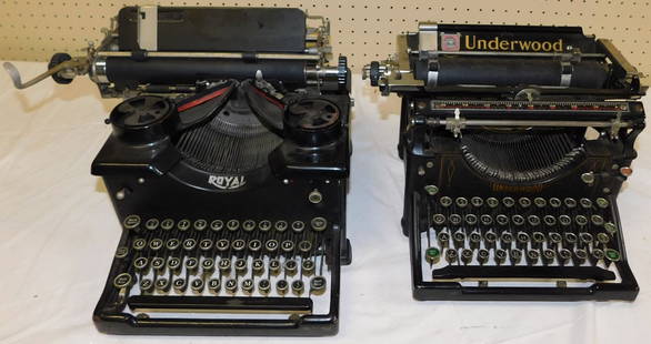 Underwood & Royal Vintage Typewriters: Underwood & Royal Vintage Typewriters. ALL DESCRIPTIONS AND ANY CONDITION STATEMENT GIVEN BY LANGSTON AUCTION GALLERY ARE STRICTLY OPINIONS AND LANGSTON'S SHALL HAVE NO RESPONSIBILITY FOR ERRORS OR OM