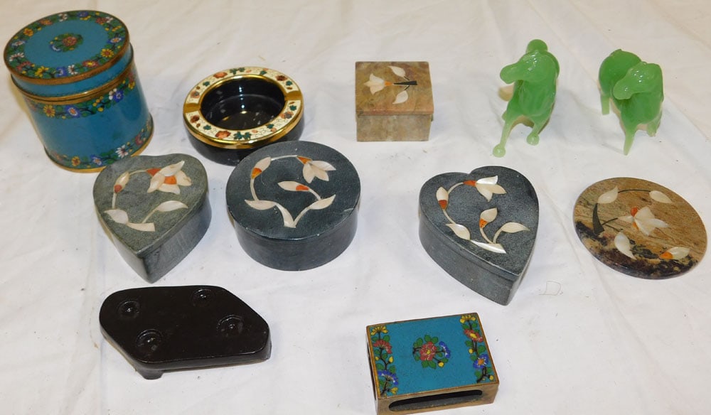 Lot Oriental Cloisonné & Stone Items (1 of 3)