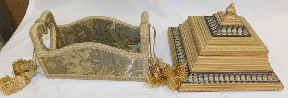 Decorative Upholstered Box - Painted Resin Box (1 of 4)