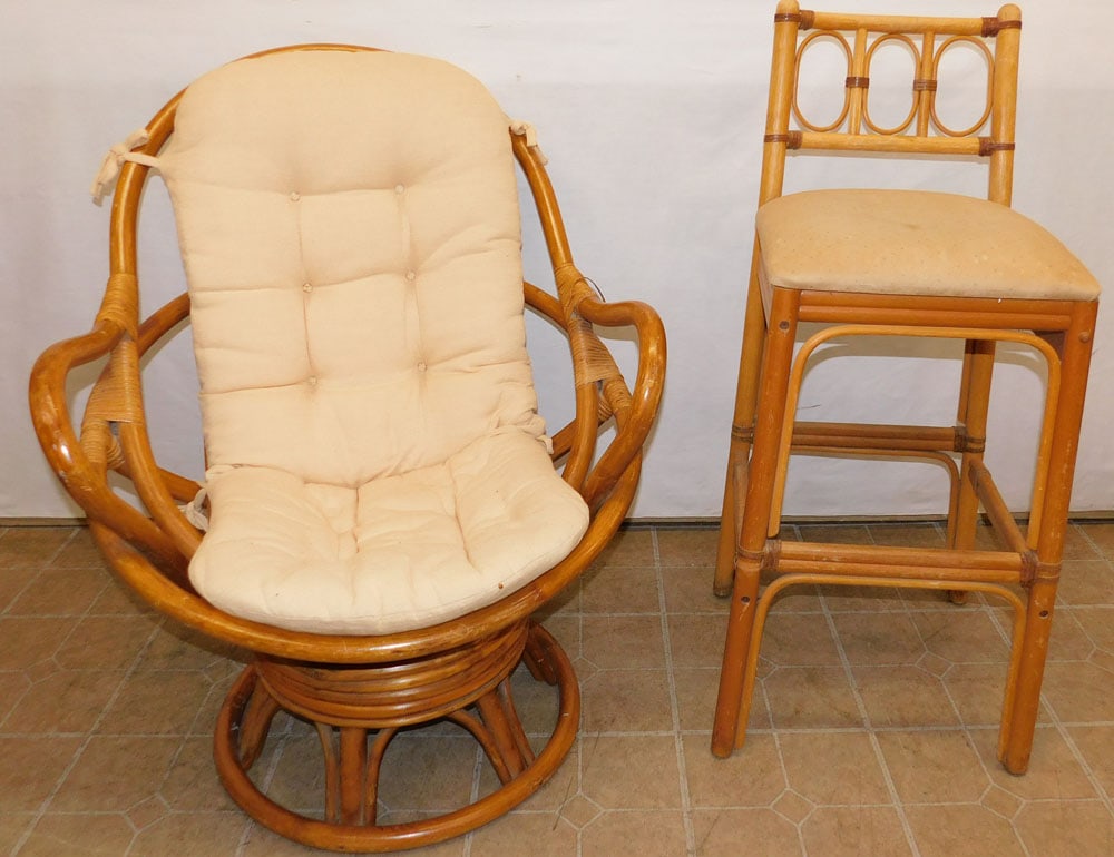 Rattan Swivel Chair & Bar Stool (1 of 4)