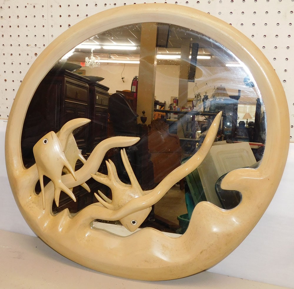 Fish Form Wood Carved Framed Mirror (1 of 4)