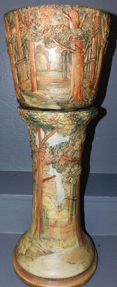 Weller Pottery Forest Jardinière & Pedestal (1 of 6)