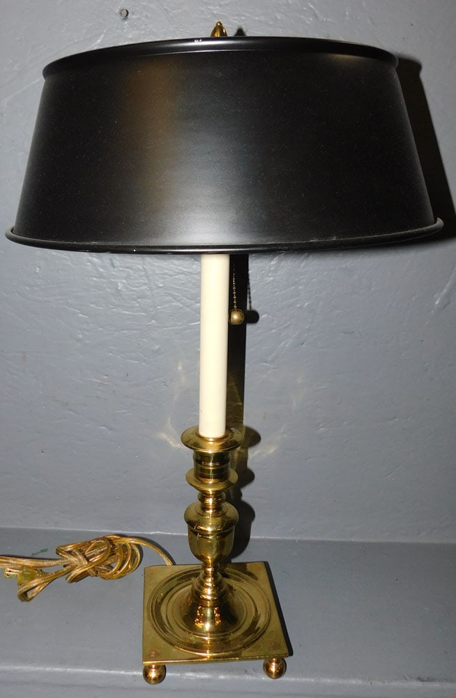 Virginia Metal Crafters Brass Candlestick Lamp (1 of 3)