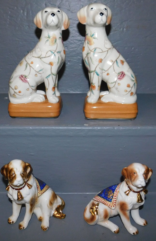 Two Pair Porcelain Dog Figurines (1 of 5)