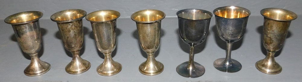 Lot Five  Sterling Weighted Liquors & Two Chinese Sterling Liquors (1 of 3)